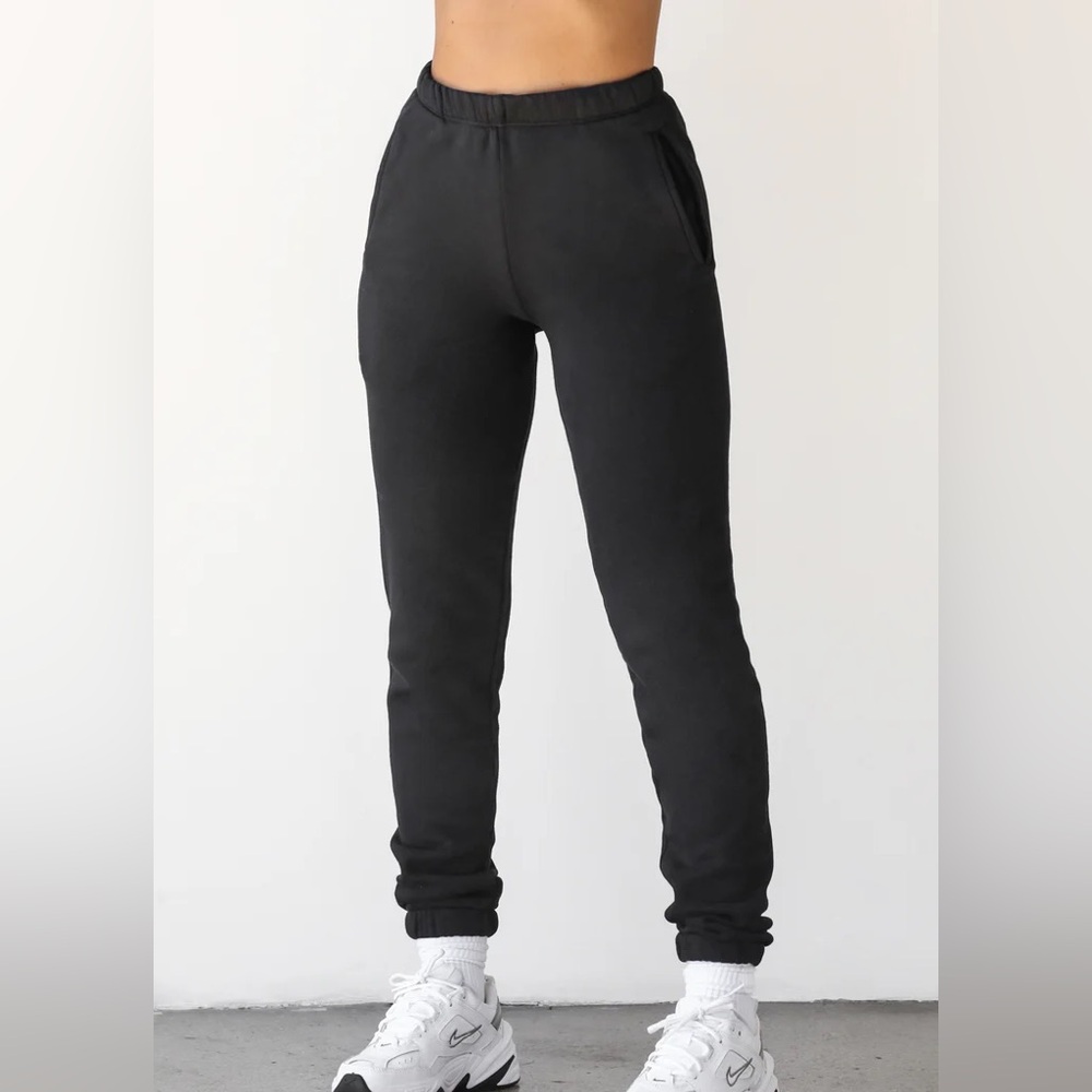 NWT Joan Brown Empire Terry Black Jogger Sweatpants XS/S cotton
